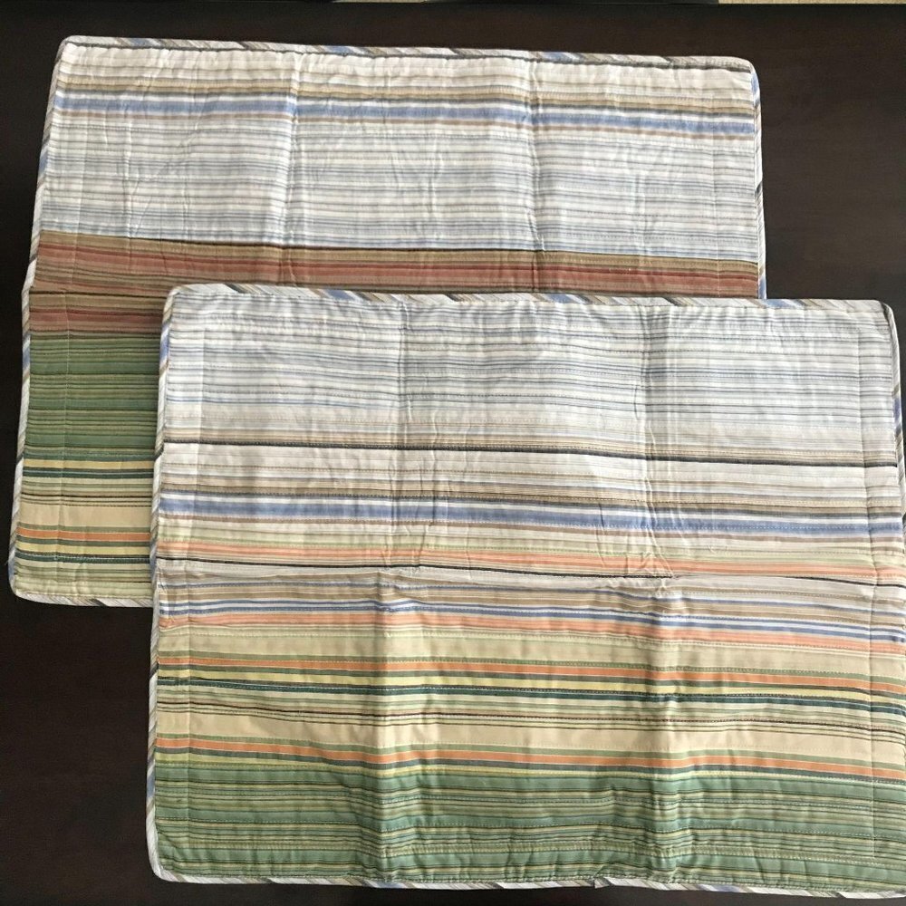 Set of 2 Neutral Stripe Standard Pillow Shams - Picture 8 of 10